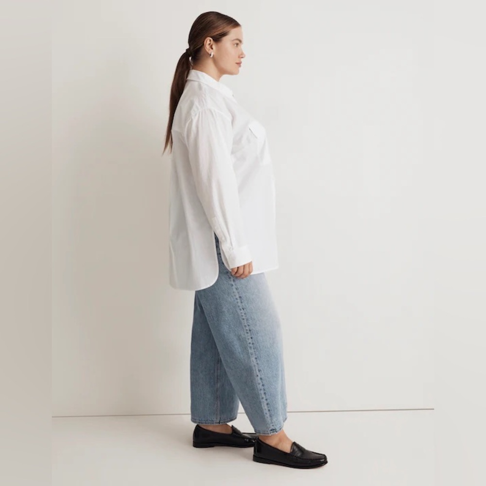 NWT Madewell The Plus Signature Poplin Oversized Button-Up Shirt: 2X White - Picture 2 of 8